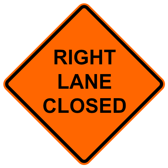 AmeriViz 36 REFL ROLLUP/RIGHT LANE CLOSED AHEAD/RIBS FLAGS, SIGNS