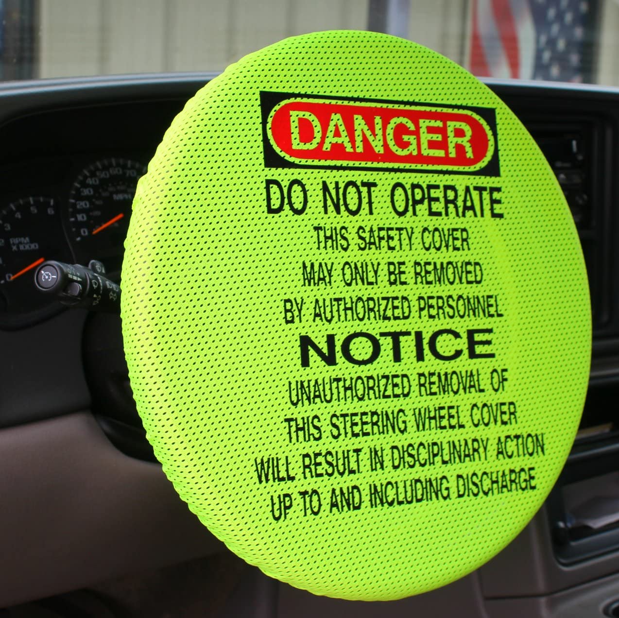 DANGER LIME MESH STEERING WHEEL COVER AMERICAN MADE MTSSafety, Inc