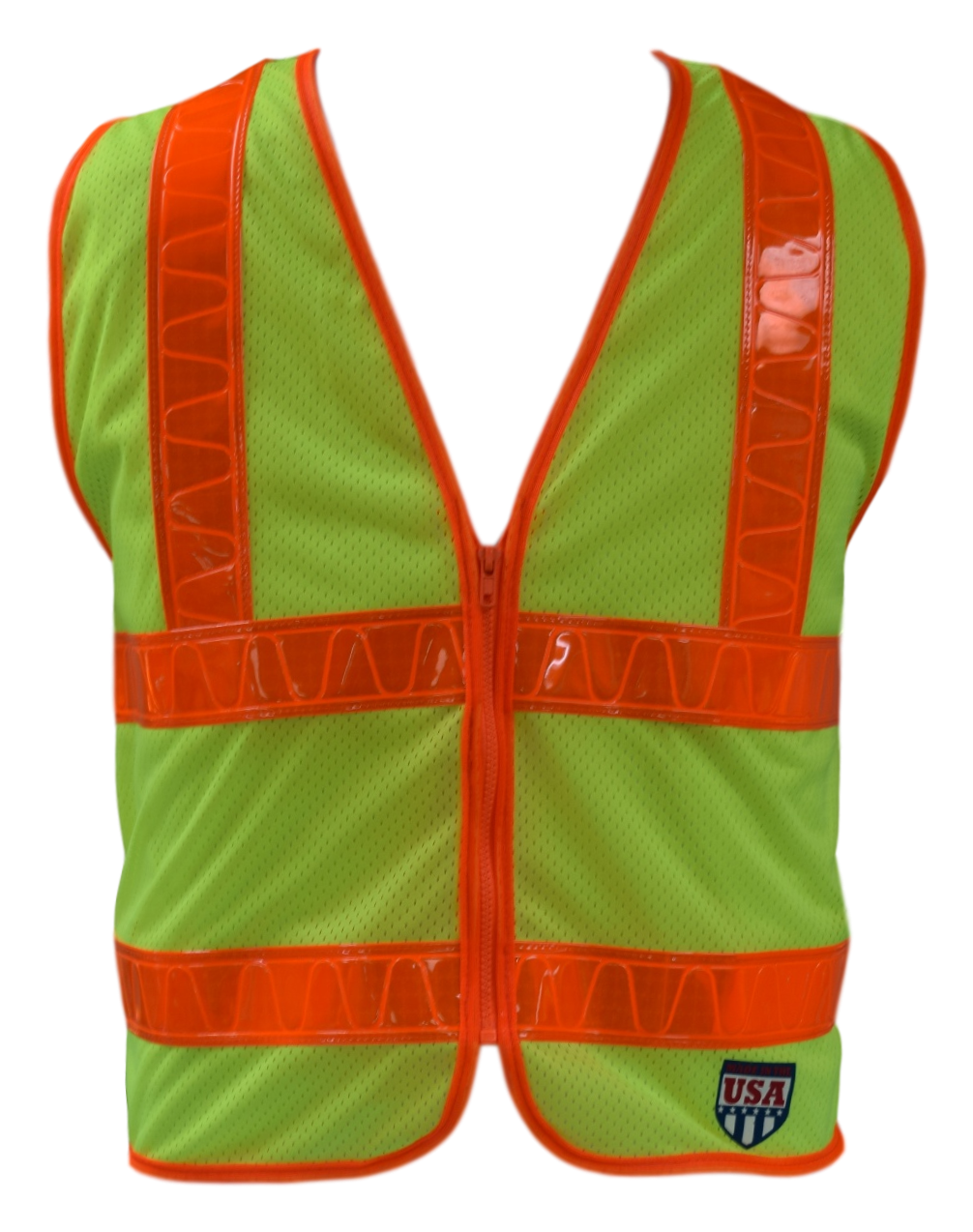 AmeriViz LIME CLASS 2 SAFETY VEST WITH ORAFOL REFLECTIVE SAFETY