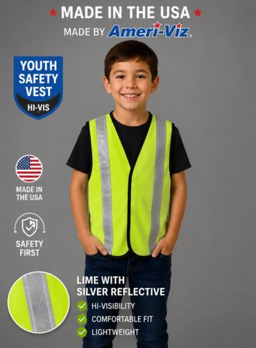 Ameri-Viz CHILDS REFLECTIVE SAFETY VEST - AGES 5-9 LIME