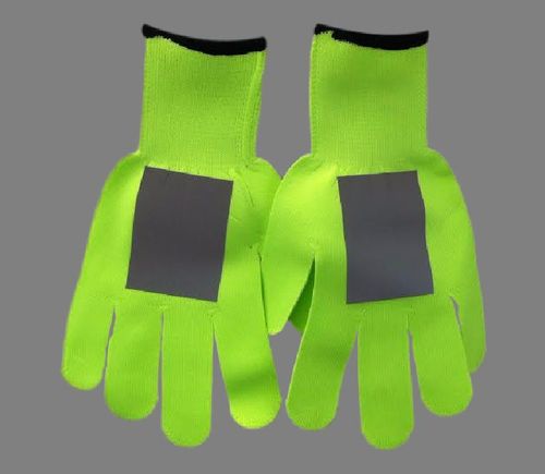 Ameri-Viz LIME STRETCH KNIT GLOVE  W/REFLECTIVE PATCH ON EACH GLOVE