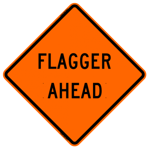 MTS SAFETY 48 FLAGGGER AHEAD W/ RIBS VINYL